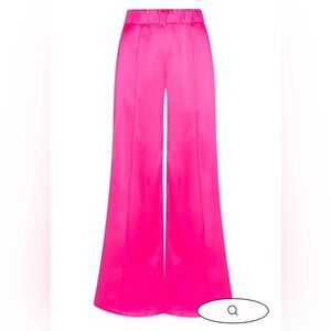 SPRWMN FUCHSIA SILK WIDE LEG PINTUCK PANTS